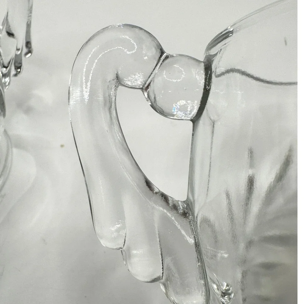 Clear Indiana Glass Willow Leaf Pattern Creamer‎ and Sugar Bowl 1950s Vintage